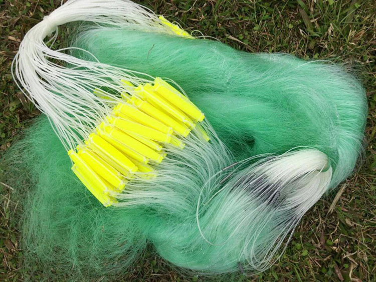 三层渔网 2米高3指绿色三层渔具渔网 鲫鱼网粘网渔网丝网批发