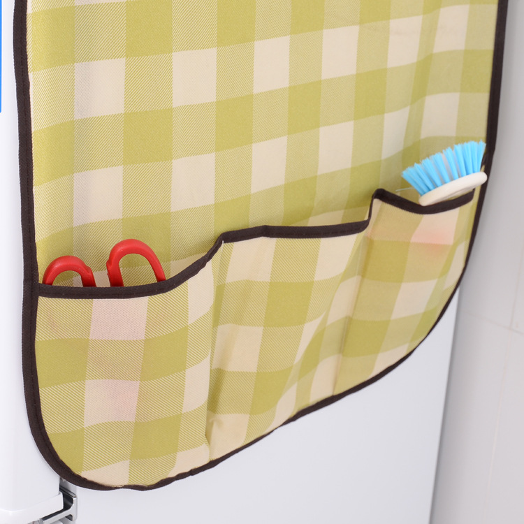 Multi-Purpose Non-Woven Korean Refrigerator Dust Cover Buggy Bag Plaid Refriderator Cover Cover Towel Hanging Storage Bag Wholesale