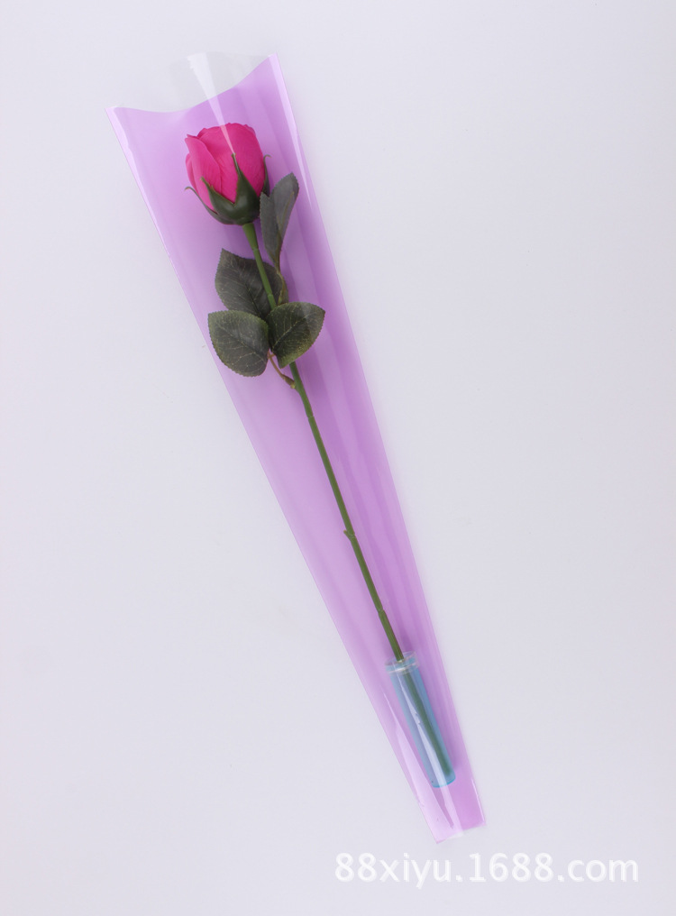 磨砂单支袋 单支玫瑰花袋 雾面加厚玫瑰包装袋 鲜花包装材料批发