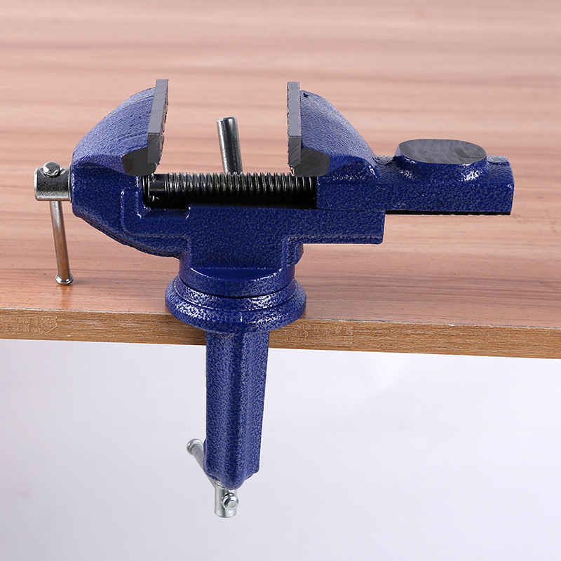 厂家供应60mm桌虎钳360度万向旋转台虎钳活动带砧小型台虎钳批发