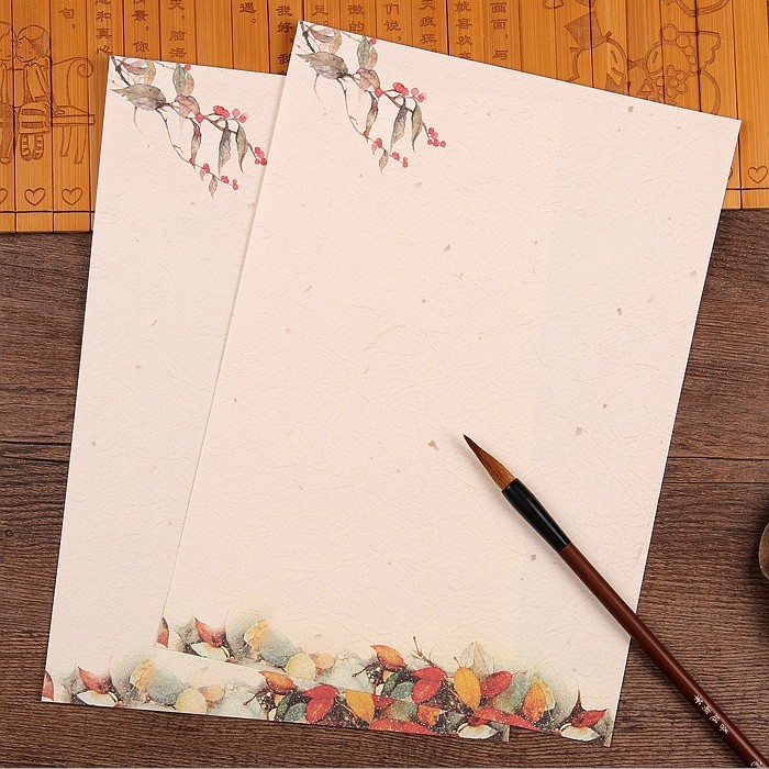 中国风信纸 复古浪漫信笺 恋恋花枝 8张入 - 办公批发网