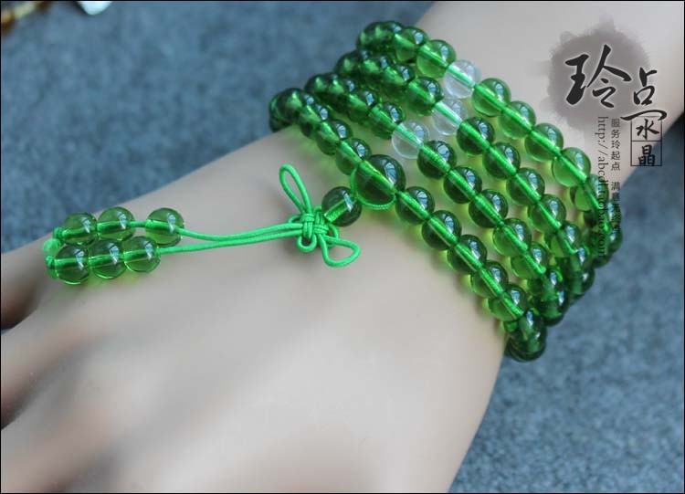 批发供应 人造水晶108颗手链男女通用饰品绿水晶 手饰