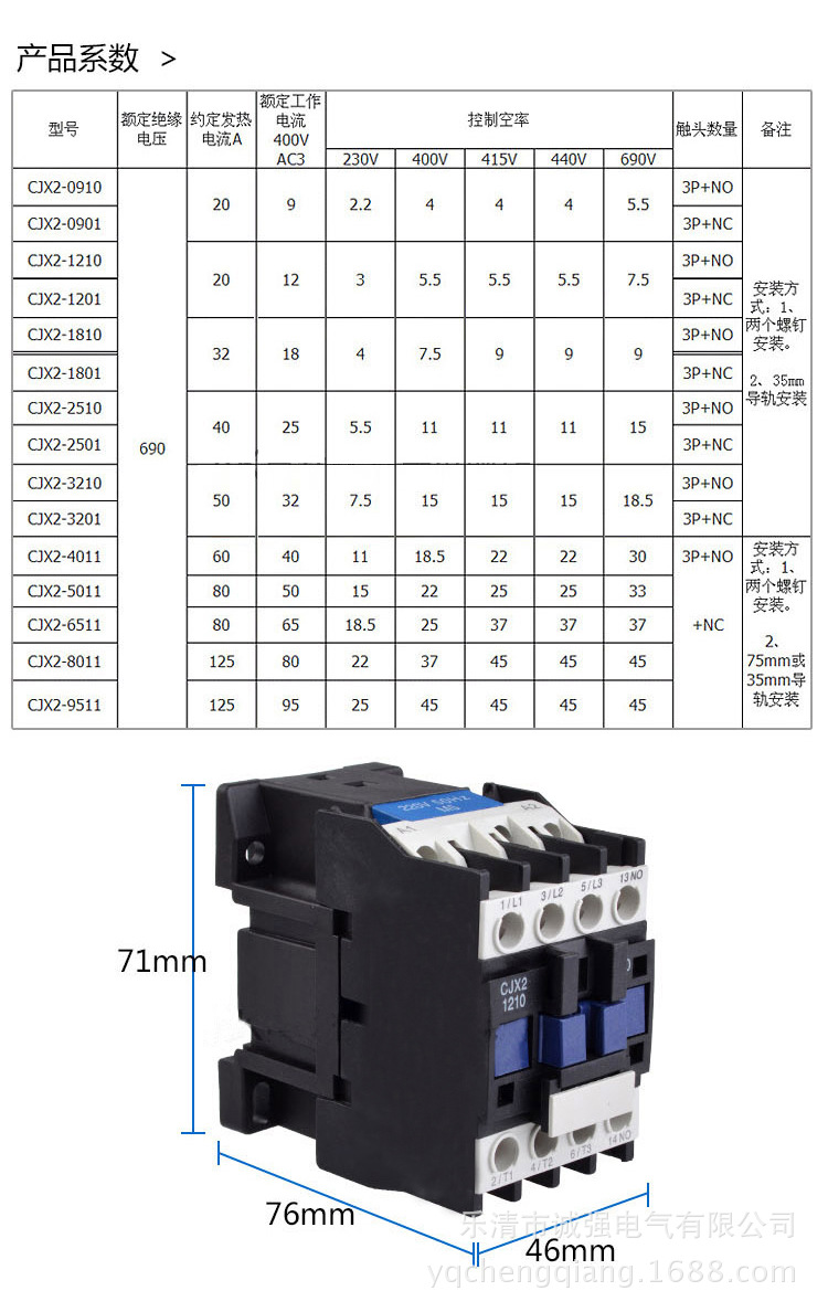 cjx2-4011交流接触器380v220v110v36v24v上海人民交流接触器