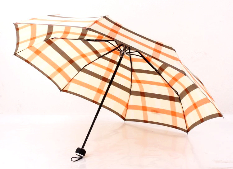 新款方形伞套格子伞三折九合板折叠晴雨伞创意手动伞