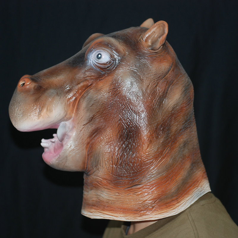 厂家直销 河马头套面具 万圣节恐怖cos头套 凶恶动物整蛊影视道具