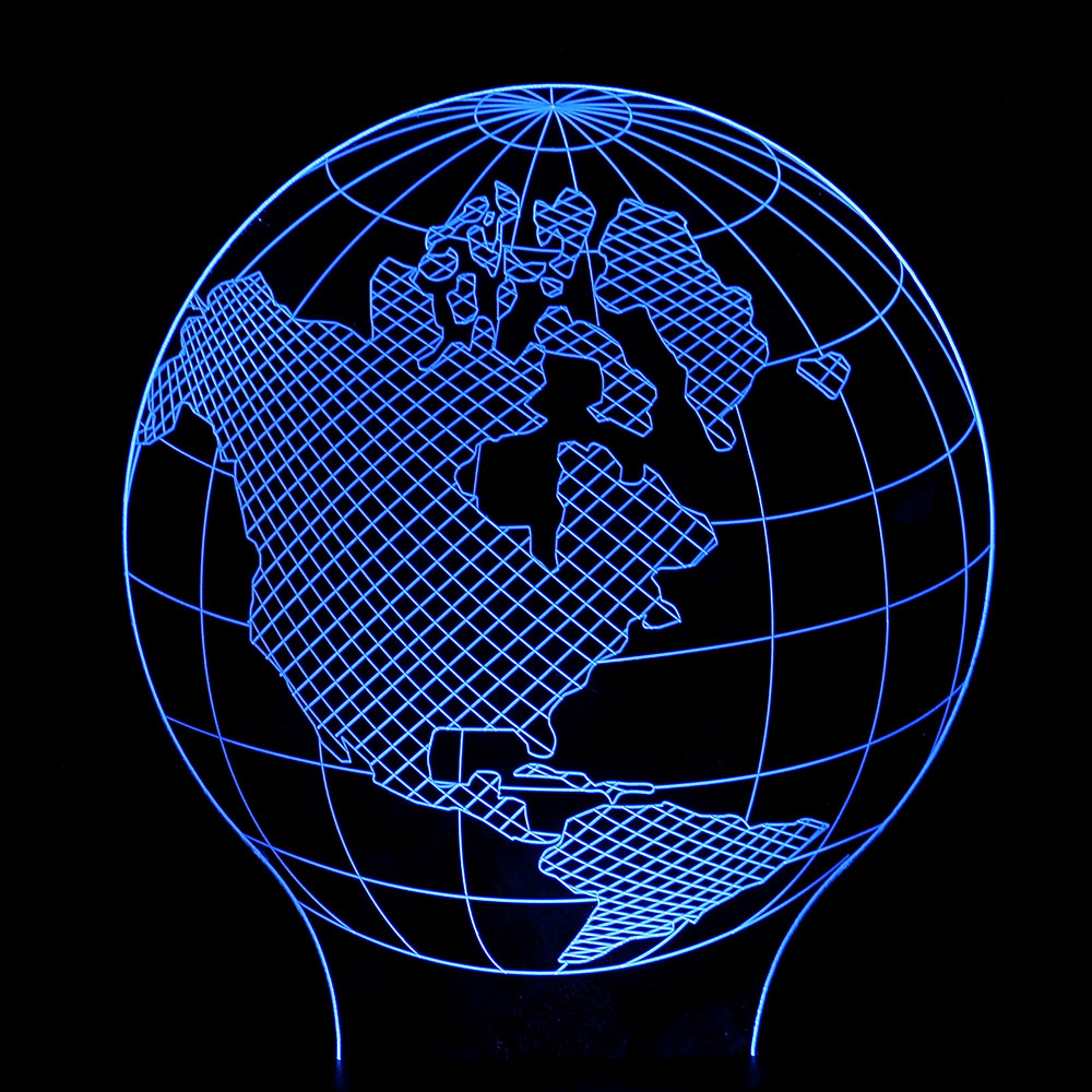 新奇特3d小夜灯 七彩美洲地球仪led触控错觉灯 usb创意电子礼品灯