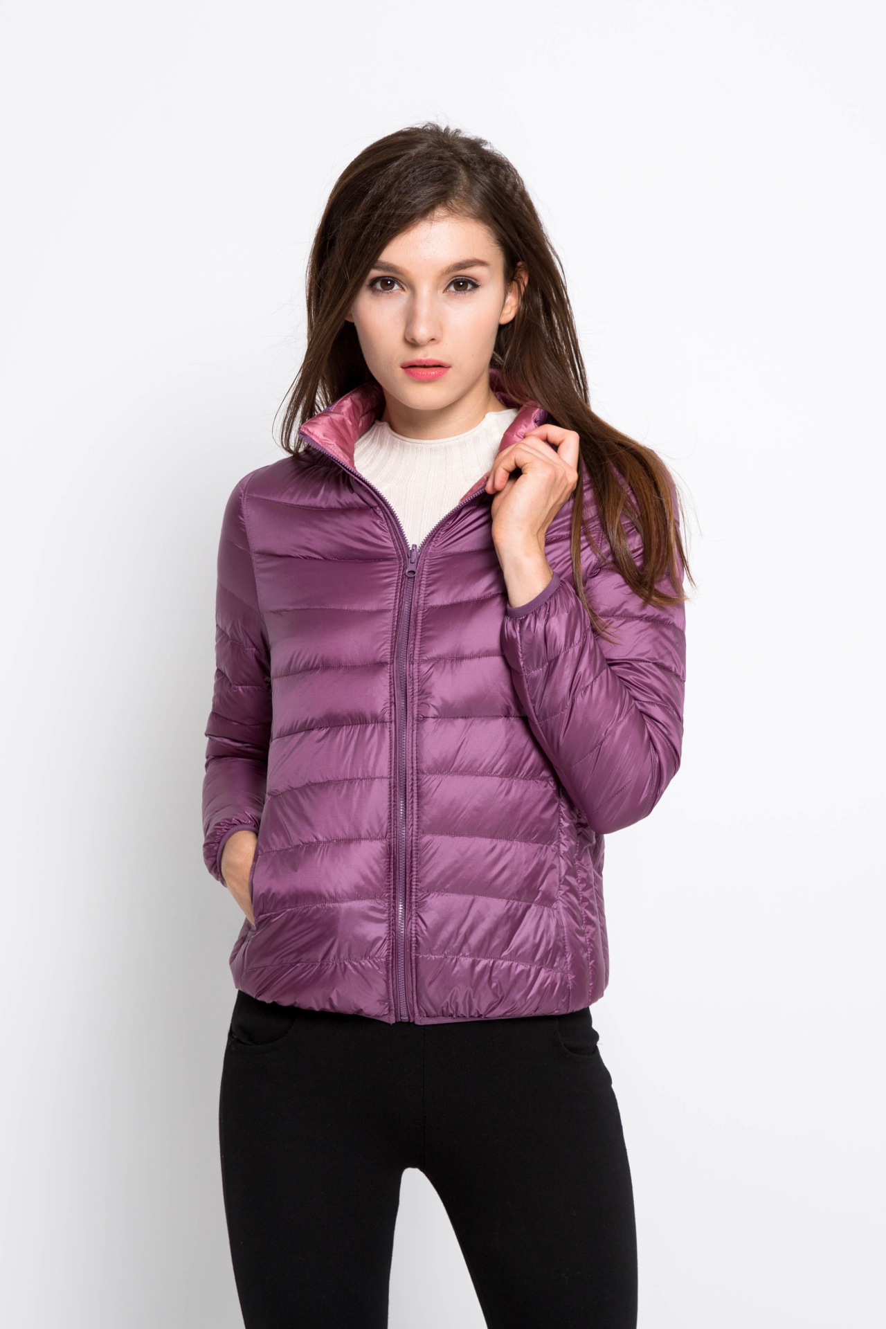 批发秋冬超轻羽绒服女短款立领大码 女士轻