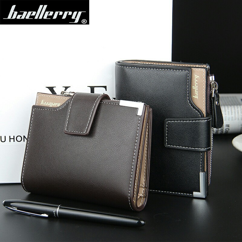 Baellerry Korean Casual Men's Wallet Multifunctional Wallet Zipper Hasp Tri-Fold Coin Purse Wallet