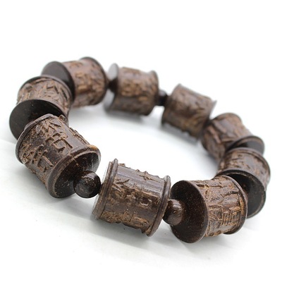 越南沉香木皮黑手链 沙尘木雕刻多款佛珠手串 十元店 地摊热卖