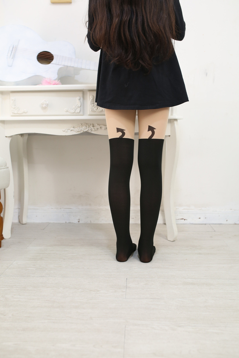 夏季儿童袜卡通拼接天鹅绒儿童连裤袜女童打底裤袜假高筒丝袜批发