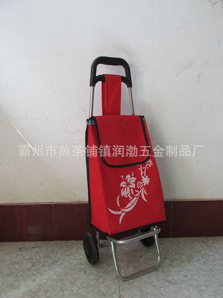 Factory Direct Sales Supermarket Trolley Printable Logo Waterproof Canvas Hand Buggy Elderly Shopping Lever Car