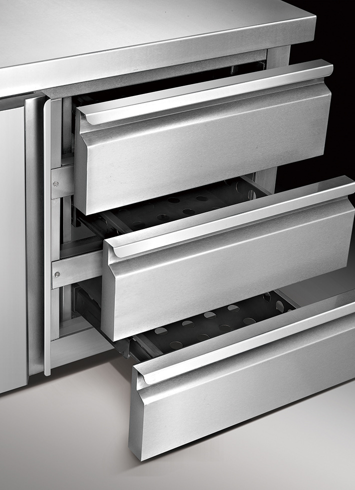 厂家直销商用厨柜 全不锈钢抽屉式冷冻冷藏操作台 厨房设备制造