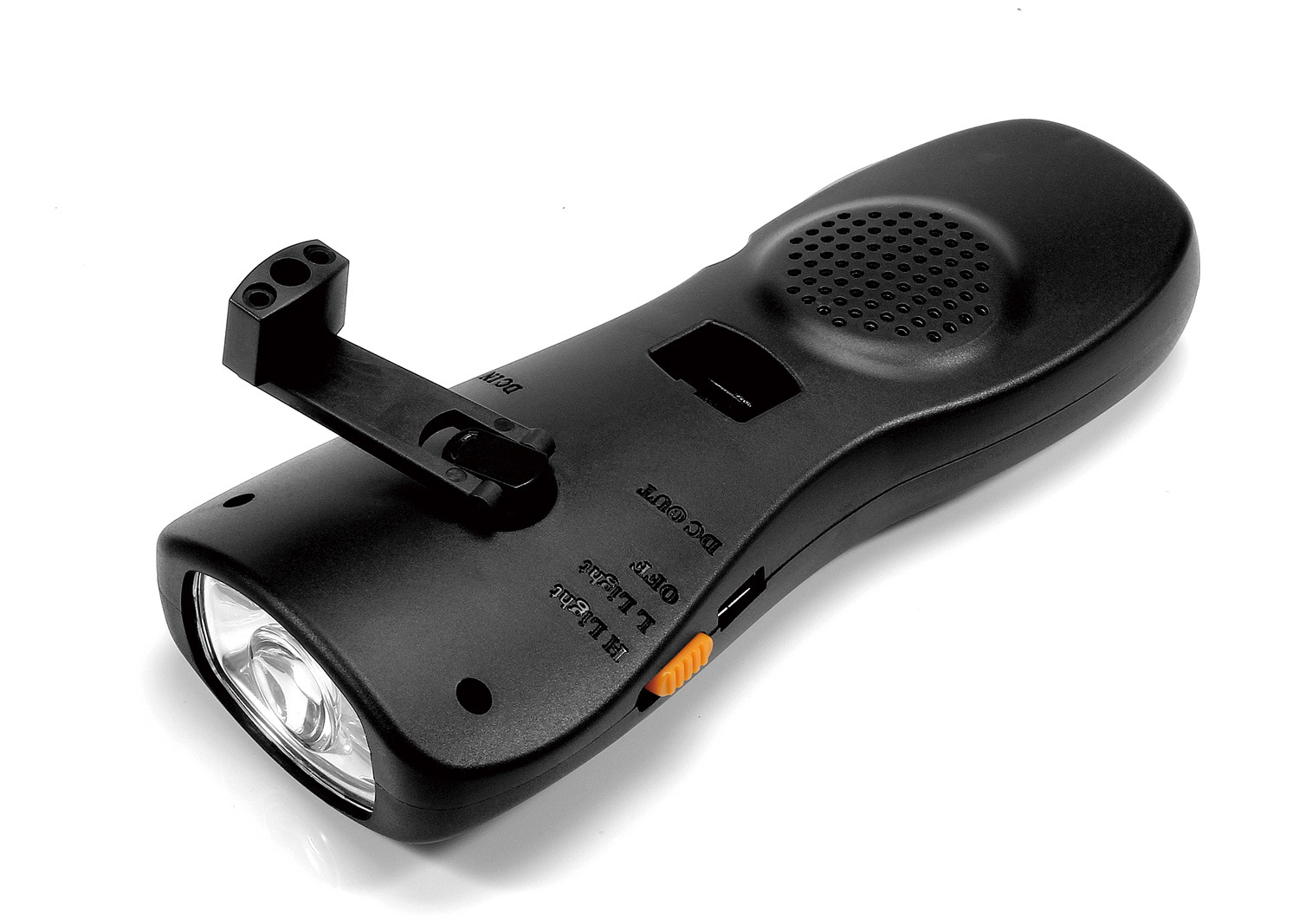 手摇应急自发电led强光手电筒多功能户外收音机充电宝军刀工具