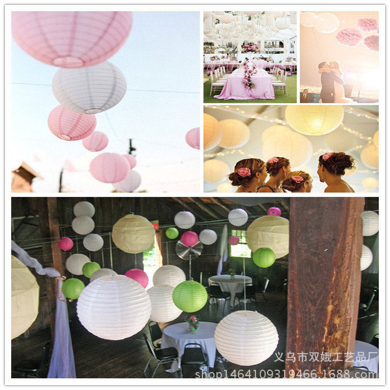 White Chinese Lantern Wholesale round Wedding Lantern Children's Painting DIY Lantern Cross-Border Paper Lamp Shade Lighting