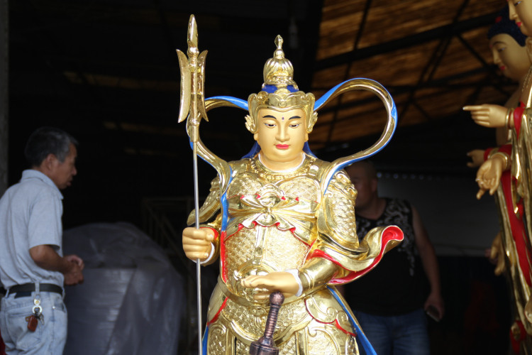 二郎神 杨戬 佛像 神像 哮天犬 三只眼 1.3米高 树脂 彩绘 摆件