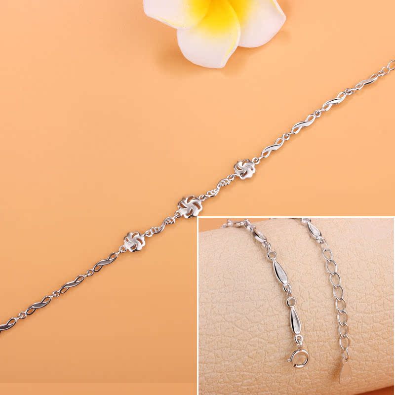 925纯银时尚大风车手链 创意车花新款女手饰品 日韩简约礼物首饰