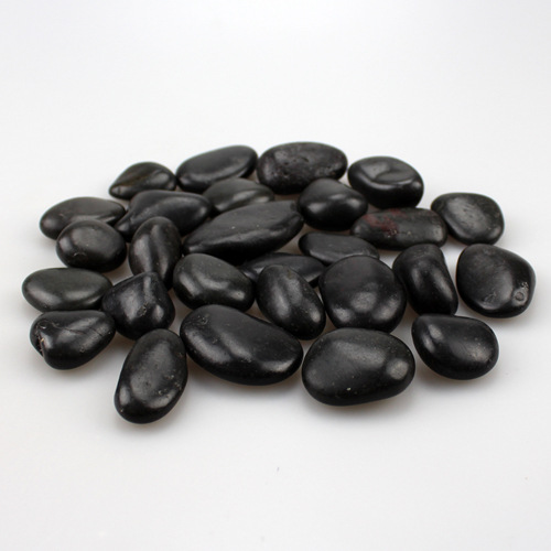 精品雨花石 2-3cm纯黑色亮光鹅卵石 面包凸面纯黑色卵石