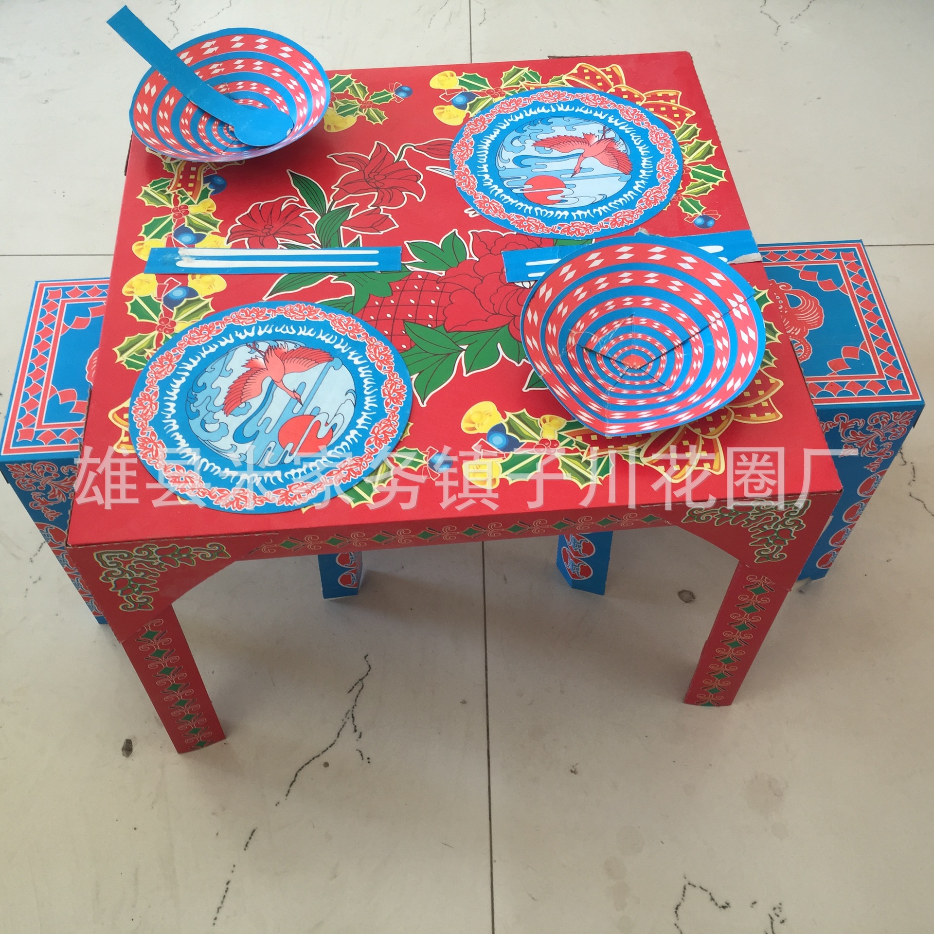 新款殡葬用品纸活纸扎批发红饭桌子子川纸活厂家直销