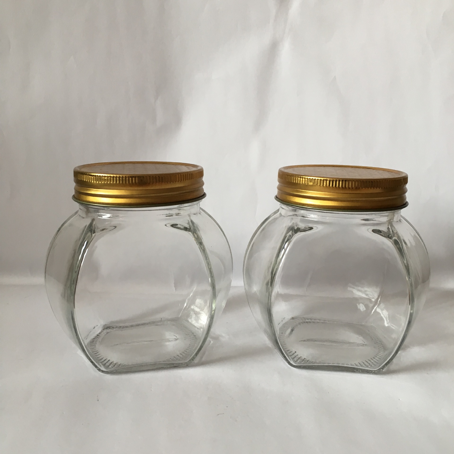 透明无铅六棱玻璃蜂蜜瓶/酱菜/果酱玻璃瓶子500g含高端盖批发