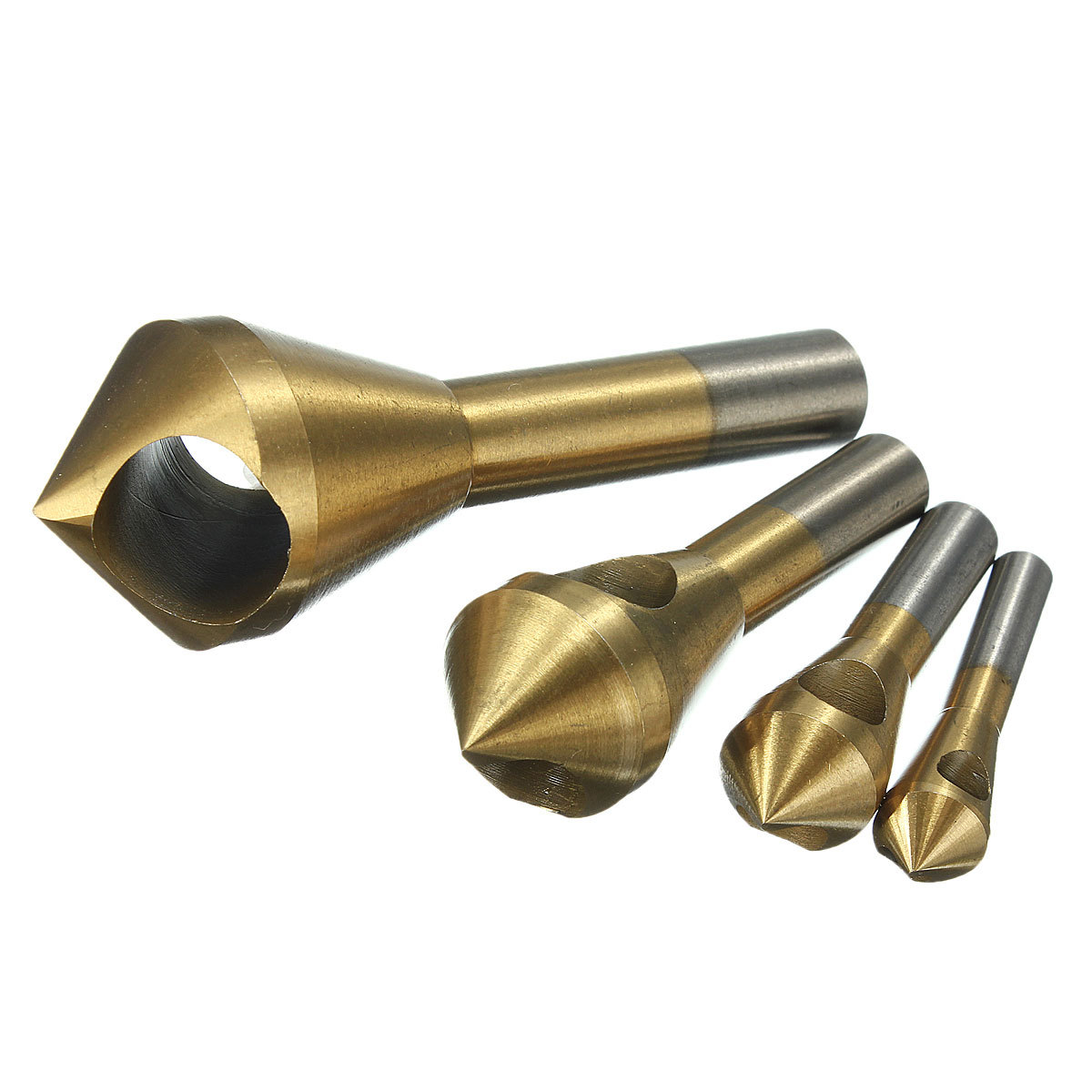 4支镀钛沉头钻 锪钻,倒角器 钻头沉孔器 斜孔倒角器套装