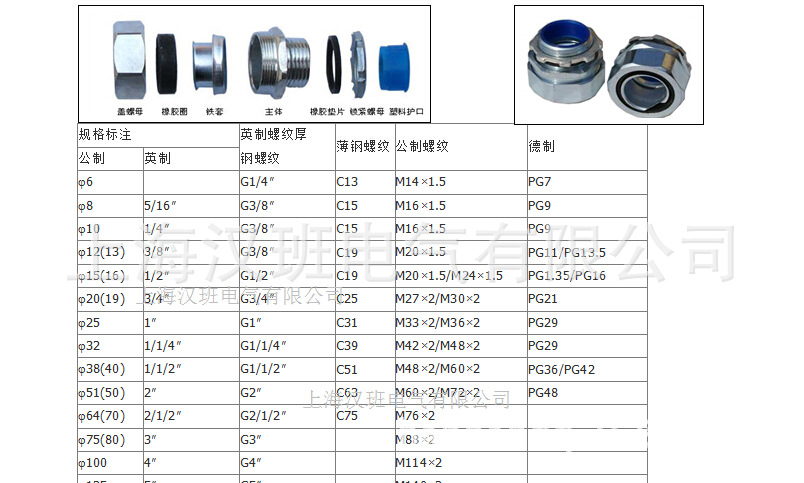 适用内径19/20mm金属管接头 g3/4金属镀洛防水接头端式接头dpj