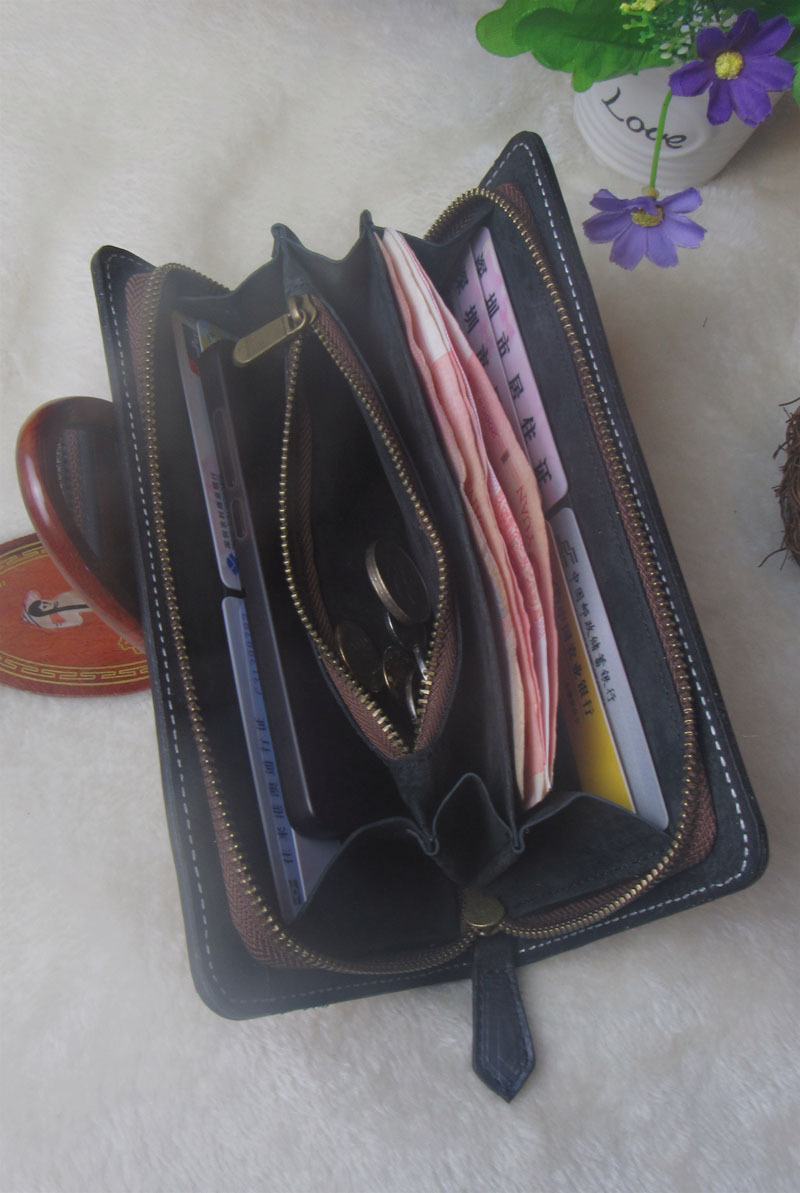 皮疯子原创真皮钱包纯手工雕刻牛皮钱包手工皮雕头层牛皮手拿包