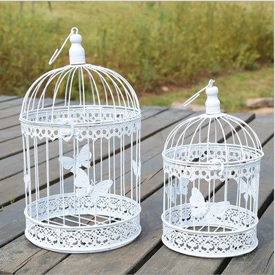 欧式装饰铁艺鸟笼 白色落地圆形工艺品鸟笼 厂家现货特价直销