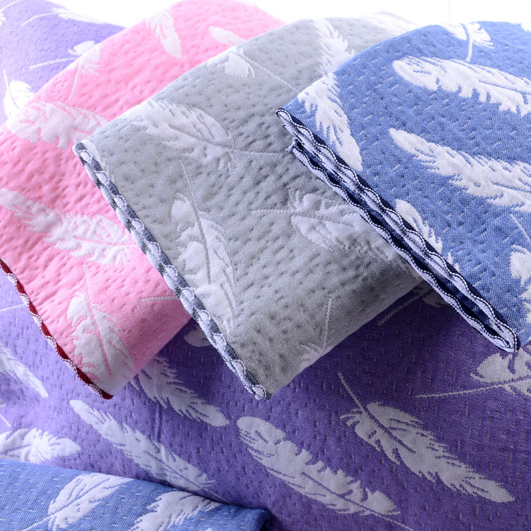 纯棉枕巾三层纱布立体提花高档枕巾羽毛提花创意毛巾