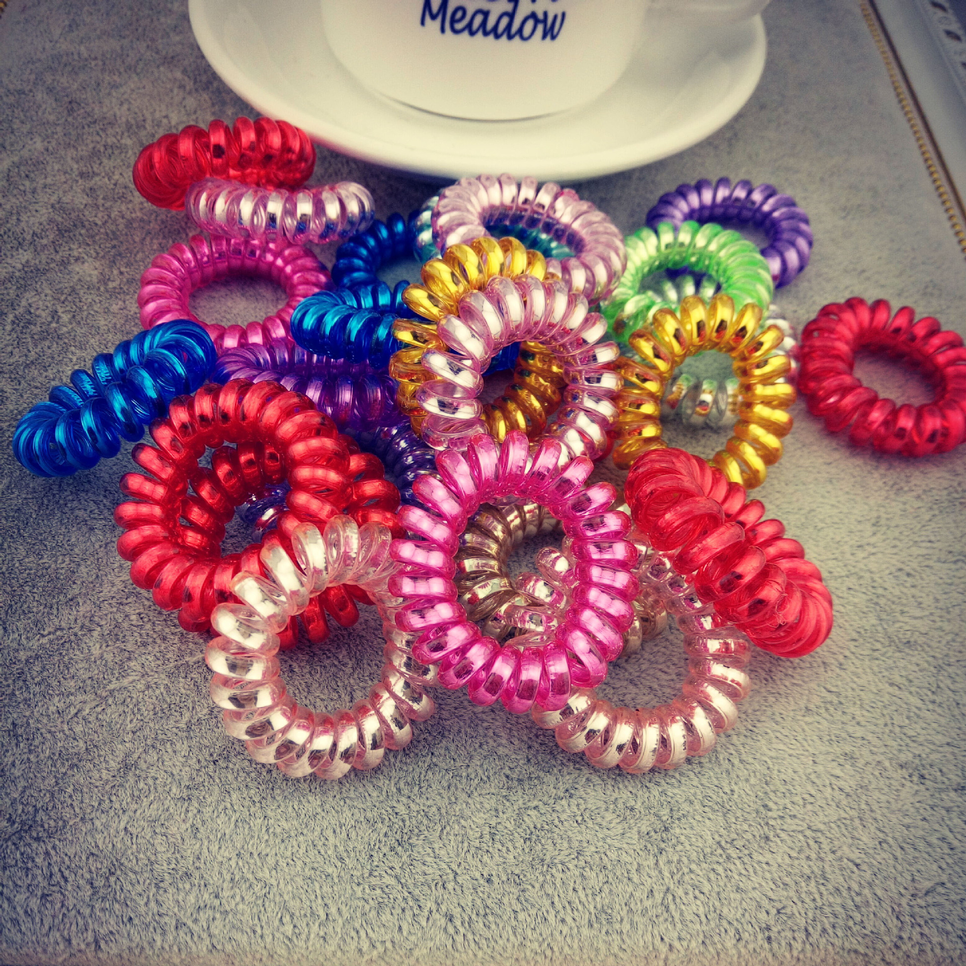 韩版电线电话线发绳皮筋 糖果色发圈扎头发 义乌2元饰品批发