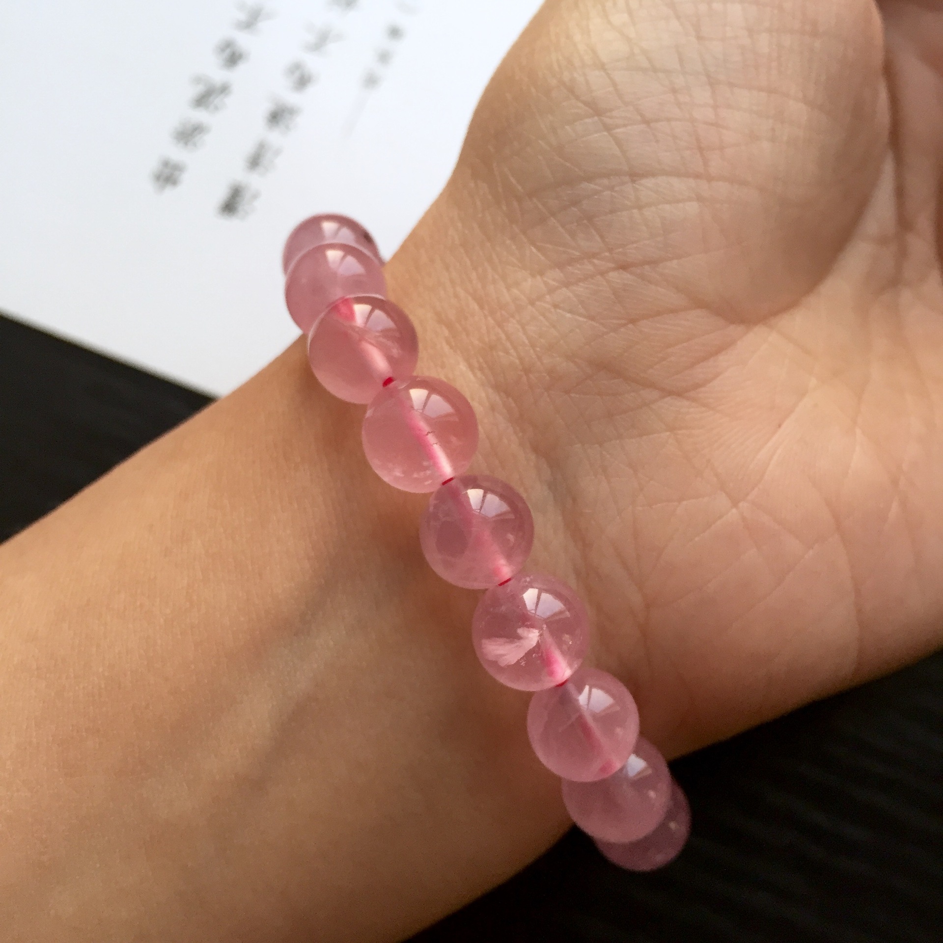 粉晶手链 天然马达加斯加粉水晶 马粉手串 简约女式 精品水晶手饰