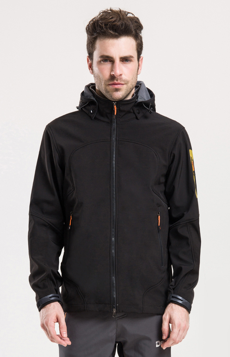 户外软壳冲锋衣男士秋冬款防水夹克加厚保暖抓绒卫衣运动休闲外套