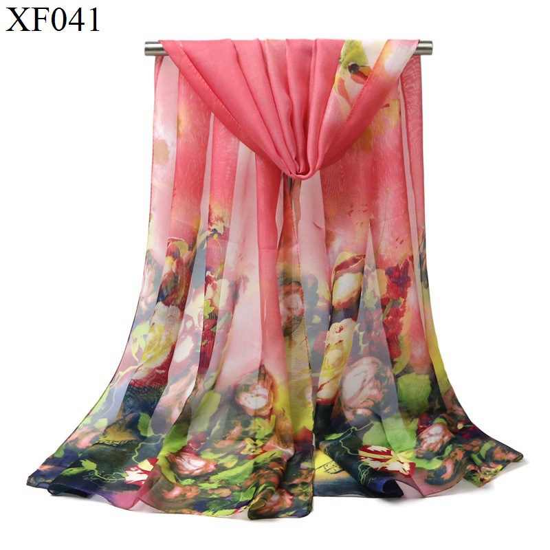 High Quality Chiffon Scarf Spring, Summer, Autumn and Winter Women's Oil Painting Scarf Printed Shawl Seaside Vacation Thin Beach Towel Scarf