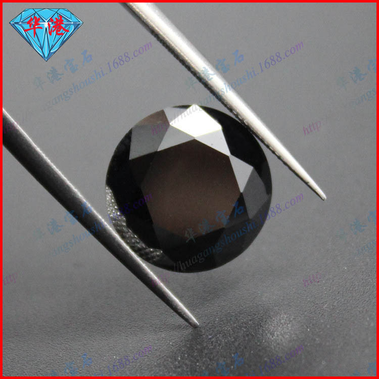 华港宝石 圆形黑色莫桑石裸石批发 黑莫桑钻戒指主石耳钉-阿里巴巴