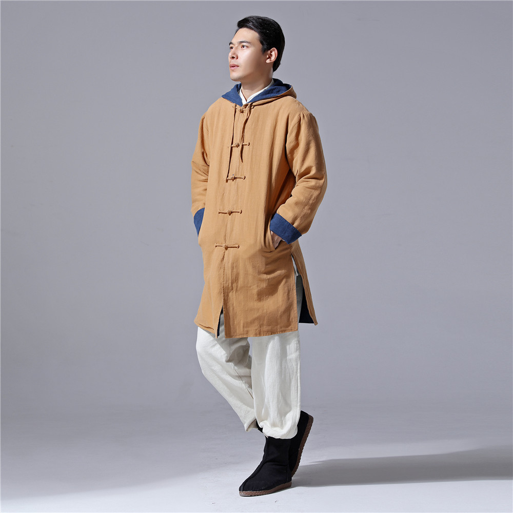 18 麻凡中国风男装棉麻外套男双面穿盘扣文艺风休闲复古戴帽外套
