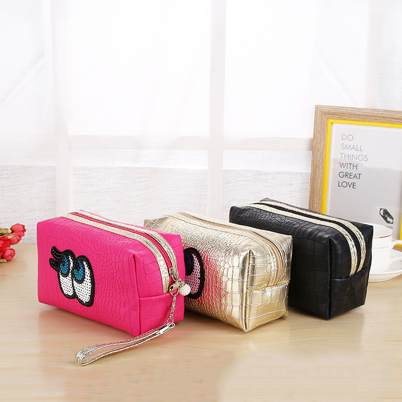 2023 Korean Style New Cosmetic Bag Crocodile Pattern Cartoon Cosmetics Portable Clutch Storage Bag Factory Wholesale