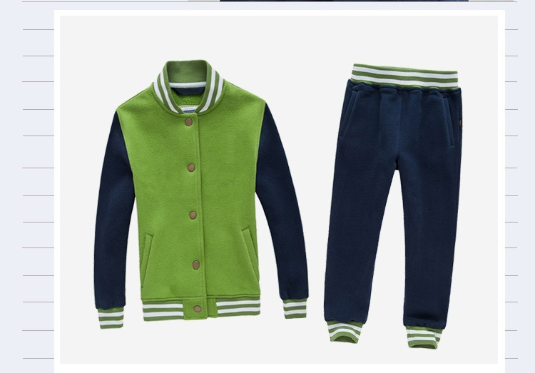 墨绿色抓绒运动套装 2016新款韩版中小-校服/校服定制