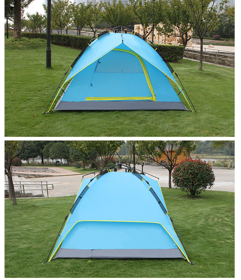 拉绳自动帐篷 两门两窗190t涤纶布双层