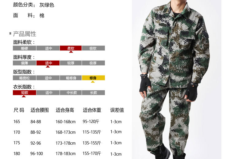 长袖迷彩服套装男女款军训服户外作训服迷彩军旅工装批发