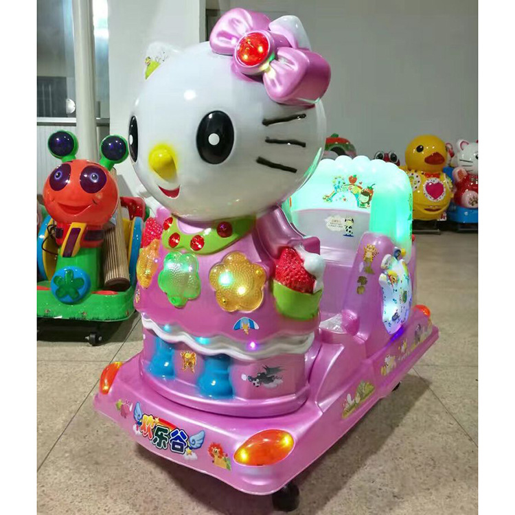 厂家直销新款儿童电动摇摆车水晶kt猫儿童投币摇摆机摇摇车批发