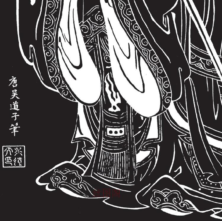 先师孔子画像吴道子书房学校装饰画国学教室卷轴画挂画丝绢批发