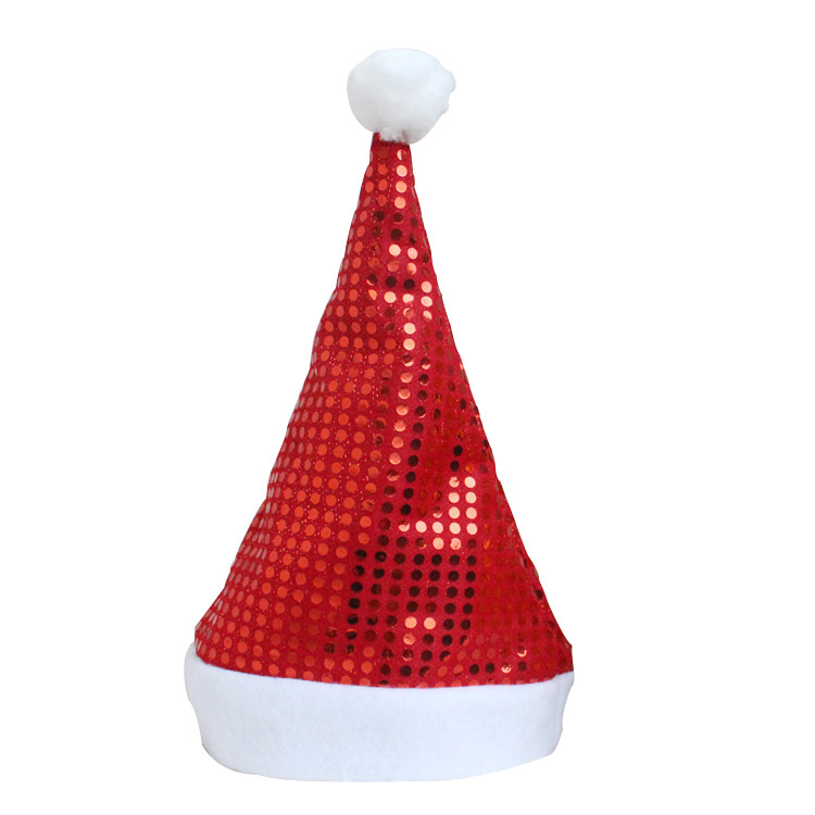 厂家直销圣诞帽成人金光亮片舞台反光圣诞帽子定制外贸无纺布