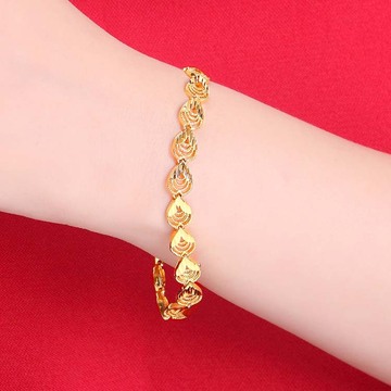 黄铜镀金女款水滴手表链 黄铜首饰现场加工热卖款沙金手链批发