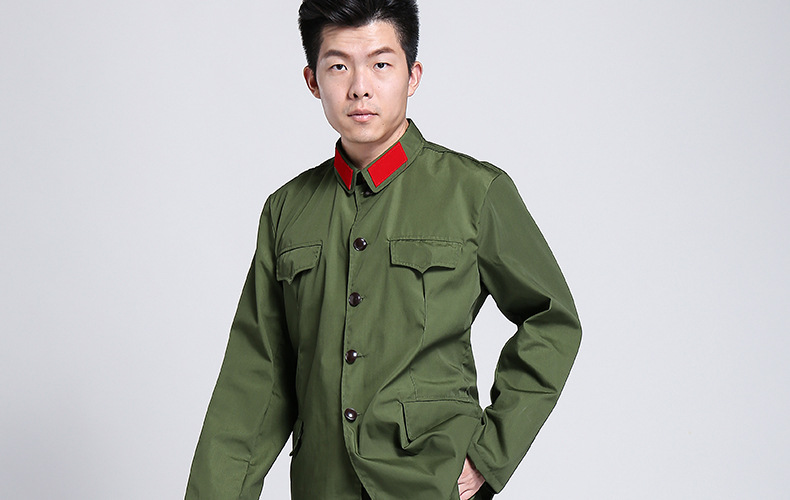 65式老式军装 老式军绿迷彩服套装 红卫