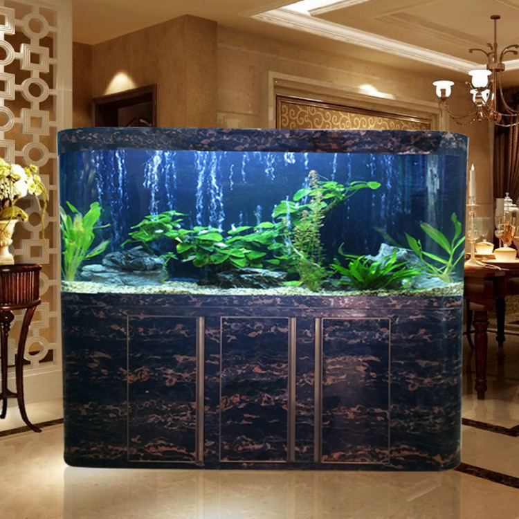 双圆角底滤鱼缸大型水族箱鱼缸高透明亚克l边水族箱大型龙鱼缸