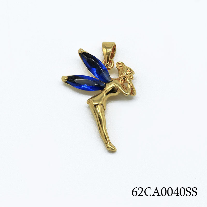 可爱花仙子吊坠 法国18k包金精灵造型吊坠 多色可选