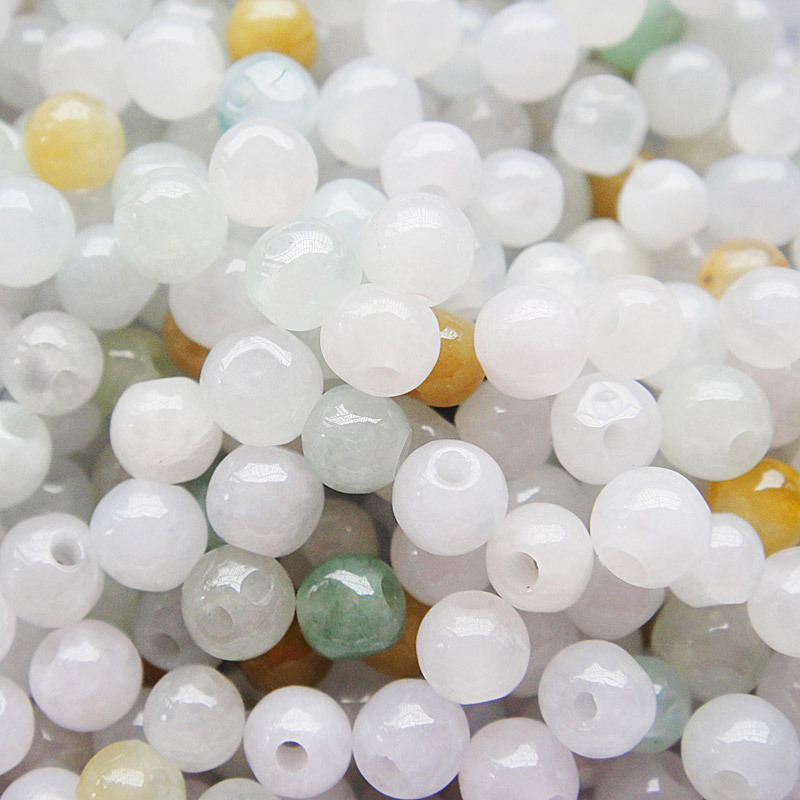 3mm隔珠三彩玉珠子 翡翠手链散珠 diy天然玉石珠子批发