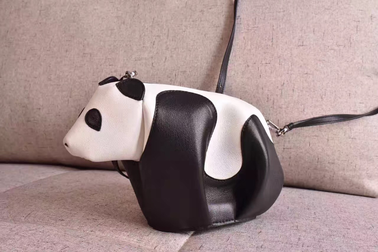 外贸原单品牌时尚高档真皮女式熊猫单肩斜挎包