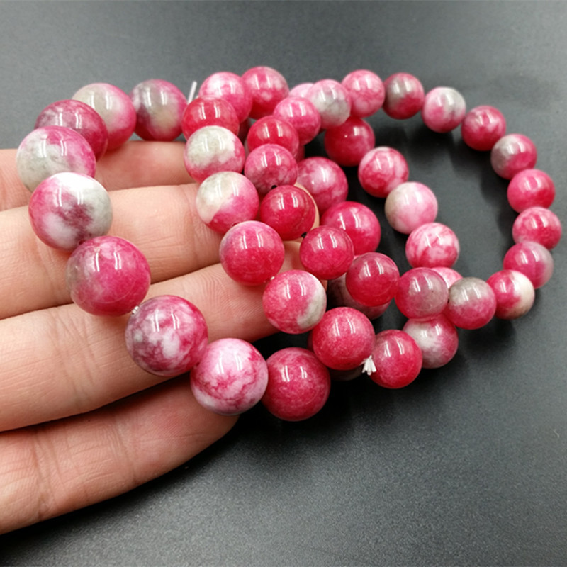 厂家批发 新款精品粉色桃花玉圆珠手链 手串 特价