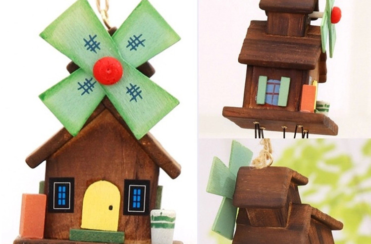 小木屋风铃 可爱装饰多管田园风铃七色风车