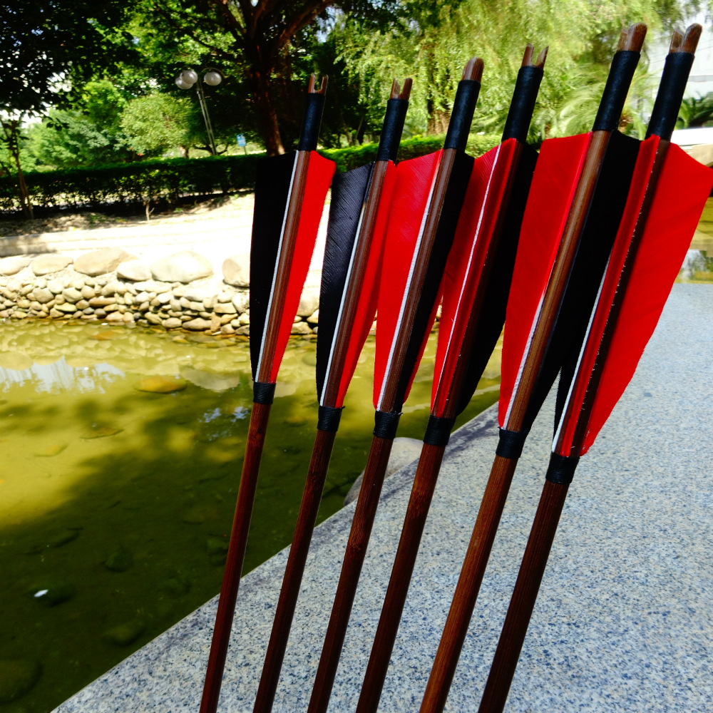 传统工艺竹箭杆 火鸡真羽竹箭 比赛练习箭 反曲弓箭支